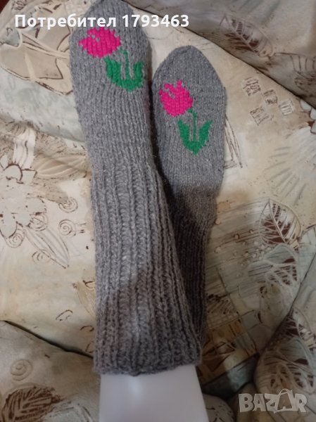 Ръчно плетени чорапи с картинка 38 размер, снимка 1