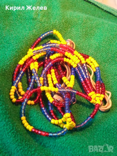 СТАРО МЪНИСТЕНО КОЛИЕ ОГЪРЛИЦА РЪЧНО НИЗАНИ ЦВЕТНИ МЪНИСТА 22834, снимка 1