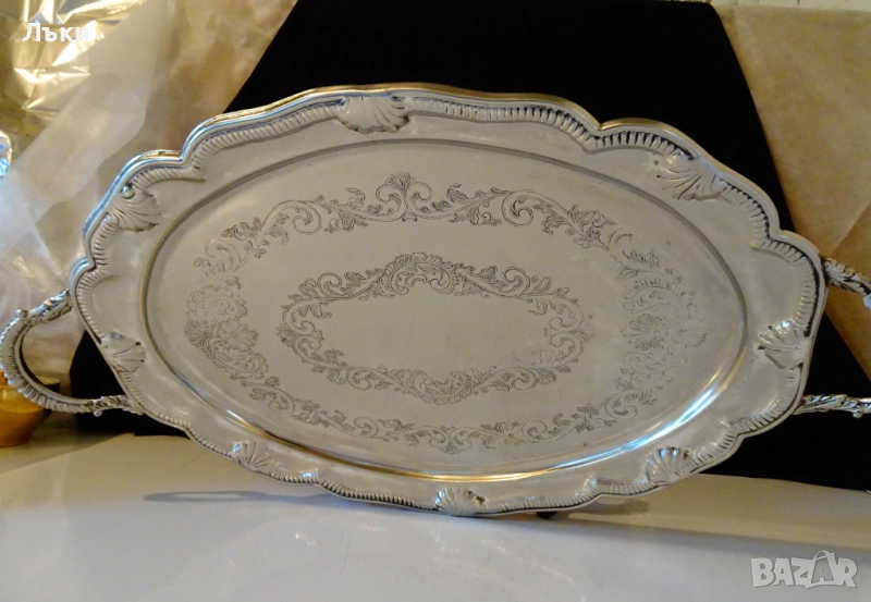 Викториански посребрен поднос JOHN'S silver Plate. , снимка 1