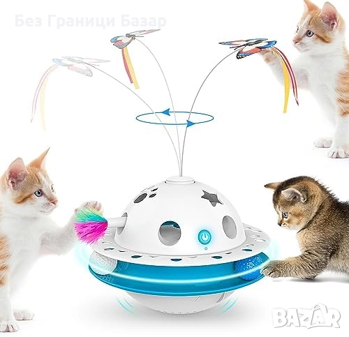 Нова Автоматична играчка за котки с USB, тумблер дизайн и движещо перо, снимка 1