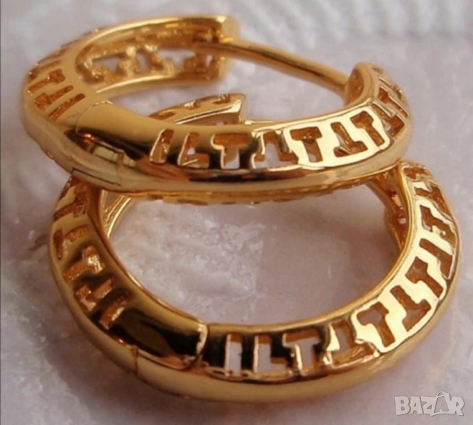Ажурни обеци халки от 9к попълнено злато 15 лв., снимка 1