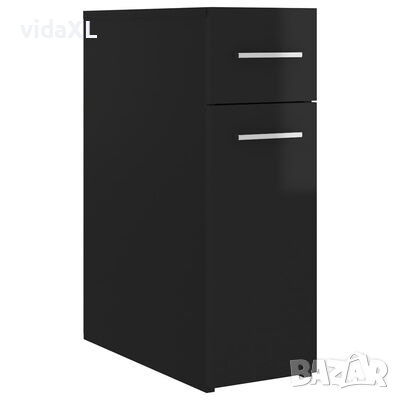 vidaXL Шкаф органайзер, черен гланц, 20x45,5x60 см, ПДЧ(SKU:804218, снимка 1