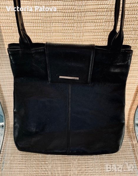 Черна чанта STABA Италия,естествена кожа, снимка 1