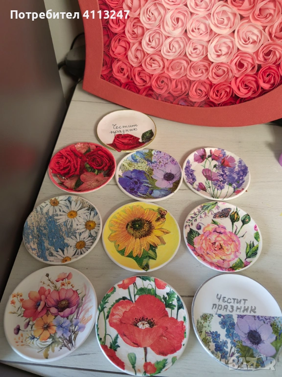   Ръчно изработени магнити с красиви флорални мотиви , снимка 1