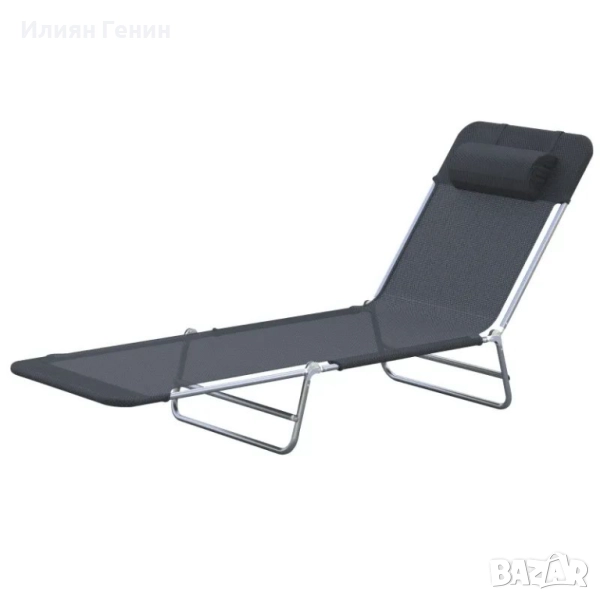 Сгъваем шезлонг Outsunny с облегалка за глава, регулируем шезлонг с 5 позиции, снимка 1