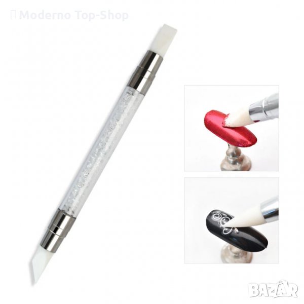 Двустранна силиконова четка за маникюр, снимка 1