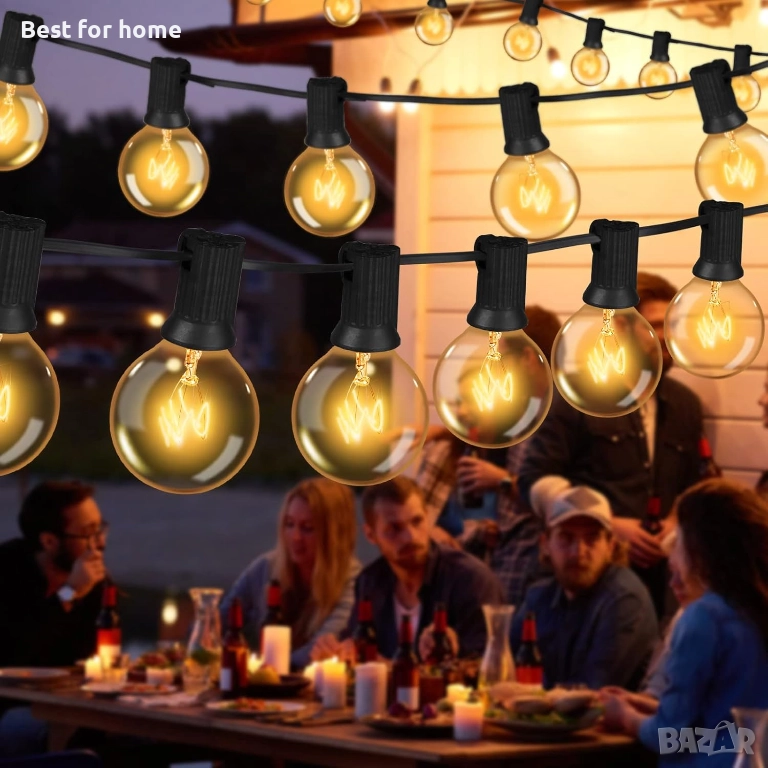 Външни светлинни гирлянди с крушки G40-2800m 25 крушки за градина IP44 водоустойчиви, снимка 1