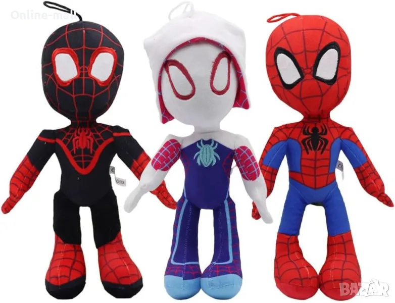 3 Броя Комплект плюшени играчки Спайдърмен Spiderman, 35cm, снимка 1