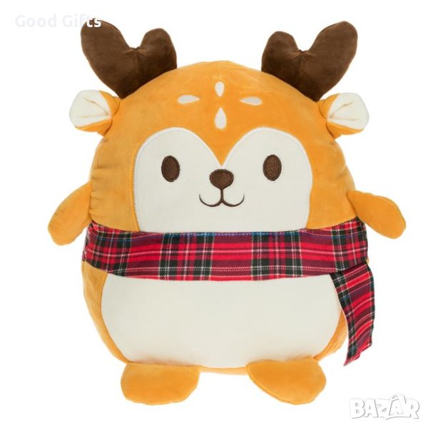 Коледна плюшена играчка-възглавничка, Коледен елен, 30см, снимка 1