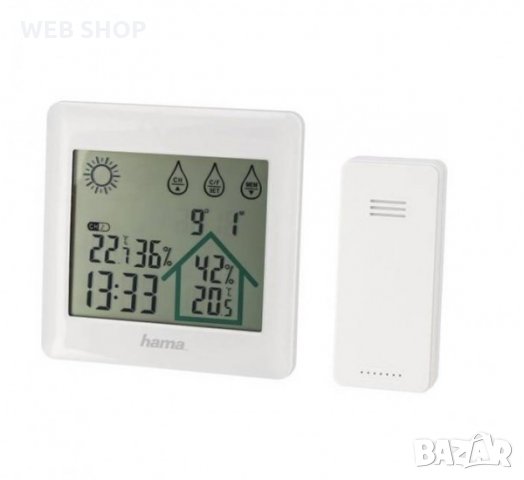 Настолен часовник с термометър,влагомер и календар с 2 датчика -30°C до 60°C | 20% до 95%