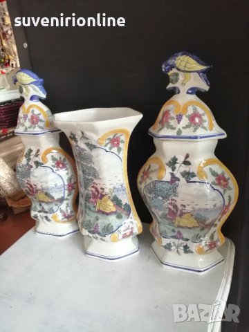 стар комплект вази японски порцелан с печат, снимка 4 - Вази - 40591310