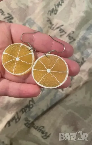 Шикозни обеци лимон, снимка 7 - Обеци - 49240841