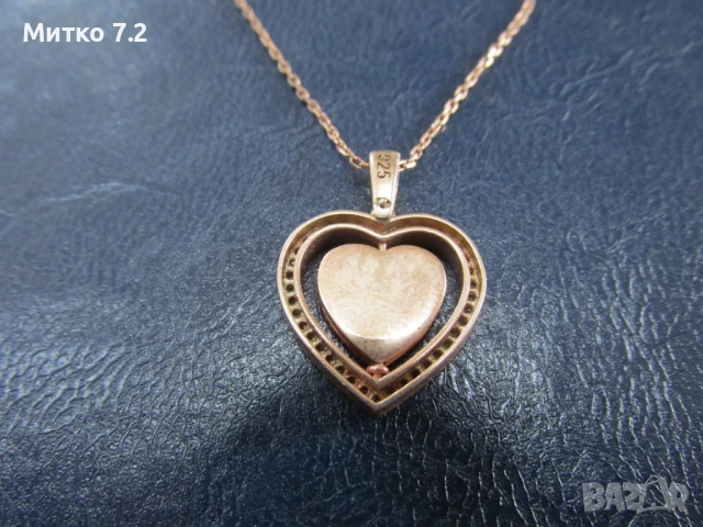 Дамски сребърен медальон сърце, снимка 6 - Колиета, медальони, синджири - 50544596