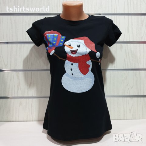 Нова дамска коледна тениска с дигитален печат Снежко, Снежен човек, снимка 8 - Тениски - 31116106