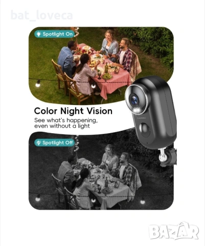 Охранителна камера, ZUMIMALL F5, външна, захранвана с батерии, безжична, 2,4 GHz WiFi, снимка 3 - Камери - 53931959