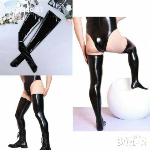 Еротични и секси кожени жартиерни чорапи, снимка 3 - Дамски чорапи - 34376214
