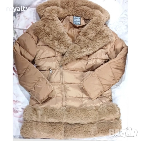 Луксозно зимно дамско яке с пухена яка