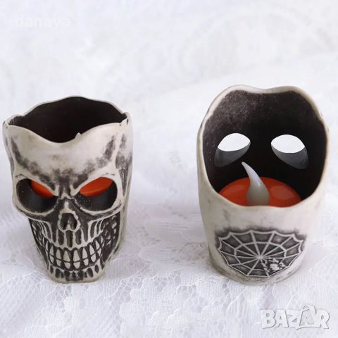 4107 Мини декорация за Хелоуин Светещ череп, снимка 5 - Декорация за дома - 42470889