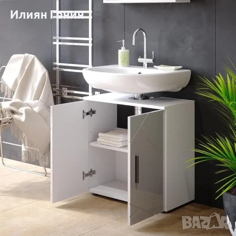 Шкаф за мивка Vicco Irma, бял гланц, 60 x 59 см , снимка 5 - Шкафове - 50556582