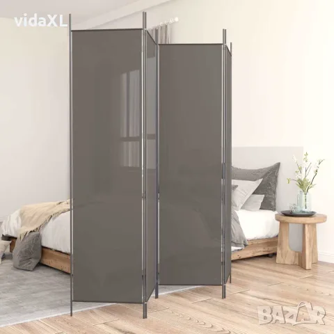 vidaXL Параван за стая, 4 панела, антрацит, 200x200 cм, текстил, снимка 2 - Паравани - 56147179