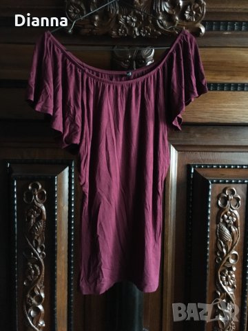 Дамска блуза с паднал ръкав Amisu Бордо, снимка 1 - Тениски - 34316651
