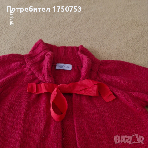 Италианско червено болеро с мерино, снимка 4 - Детски пуловери и жилетки - 52296742