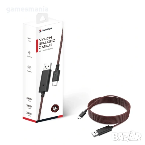 GameSir 3M USB Type-C / Data Transfer / Кабел/ White & Cyan/ Black & Red, снимка 7 - Аксесоари - 54067188