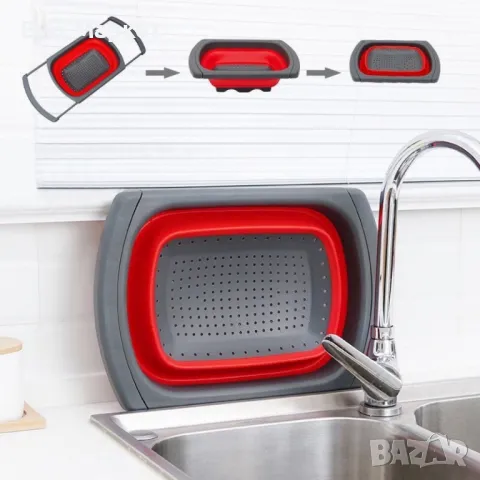 Сгъваема правоъгълна кошница за измиване и изцеждане на плодове и зеленчуци, снимка 8 - Други - 49238943