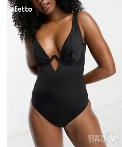 Черен цял бански интересен модел, снимка 2 - Бански костюми - 51151161