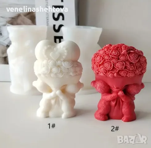 3 модела 3D мечета с букет рози или сърце Силиконов молд за свещи гипс сапун , снимка 3 - Форми - 48227959