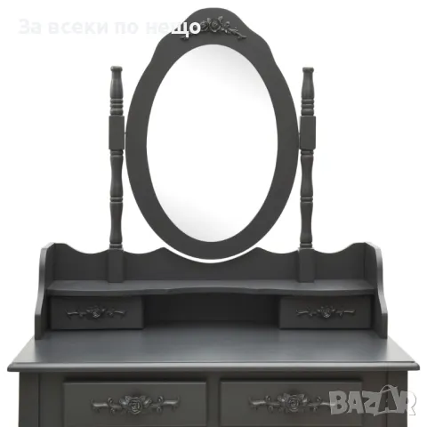 Комплект тоалетка с табуретка, сив, 75x69x140 см, пауловния Код P458, снимка 8 - Тоалетки - 50063089