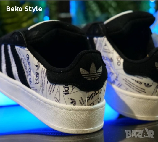 Дамски кецове Adidas Campus цвят бяло с черно, снимка 2 - Кецове - 52125744