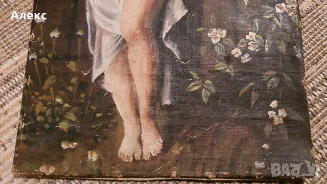 АНТИКВАРНА МАЙСТОРСКА ЖИВОПИС! ПЛАТНО, МАСЛО– ЕРОТИКА., снимка 6 - Картини - 33087937
