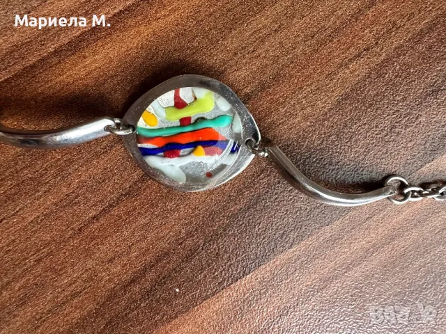 Ръчно изработена гривна с фюзинг стъкло, снимка 2 - Гривни - 49783125