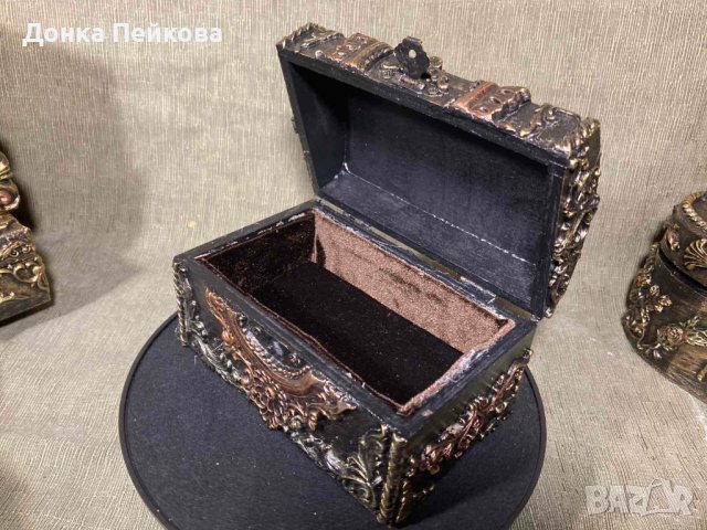 Бижутиера - ръчна изработка - дървена кутия за бижута с извит капак, снимка 3 - Декорация за дома - 40373039