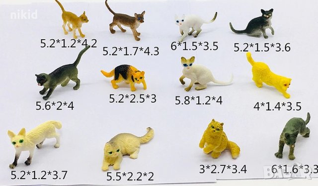 12 котки котка котета пластмасови фигурки за украса торта и ирга играчки, снимка 2 - Фигурки - 30110989