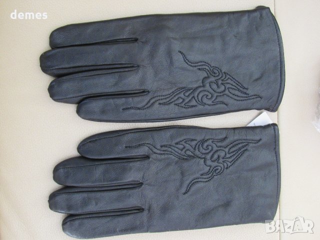 Черни дамски кожени ръкавици с подплата, нови, снимка 7 - Ръкавици - 31968930