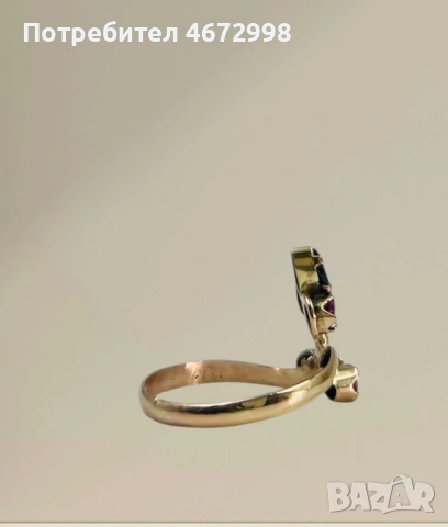 Златен пръстен със диамант, сапфир, рубин и аматист, снимка 7 - Пръстени - 53266087