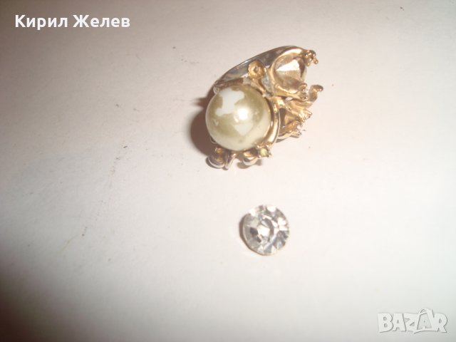 ВИНТИДЖ ЗЛАТИСТ ДАМСКИ АРТ НУВО ПРЪСТЕН с ГОЛЯМ ЦИРКОН и ПЕРЛА 80897, снимка 8 - Пръстени - 30554410