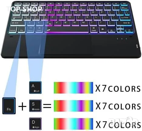 Нов Калъф с Клавиатура за таблет iPad Pro 11 2024, Подсветка 7 Цвята, снимка 5 - Таблети - 49509462