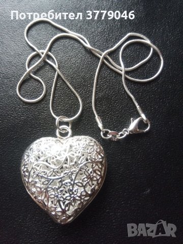 Сребърно колие Сърце , снимка 6 - Колиета, медальони, синджири - 42273949