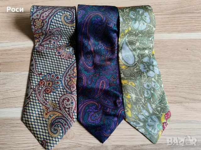 Италиански копринени вратовръзки с орнаменти 1, снимка 2 - Други - 53844878