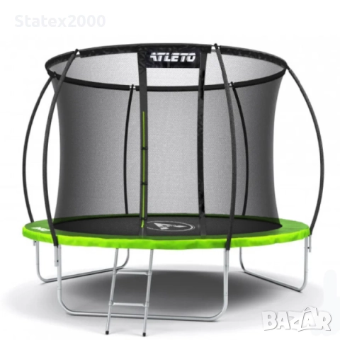Батут ATLETO зелен със стълбичка и вътрешна предпазна мрежа, снимка 10 - Други - 45126511