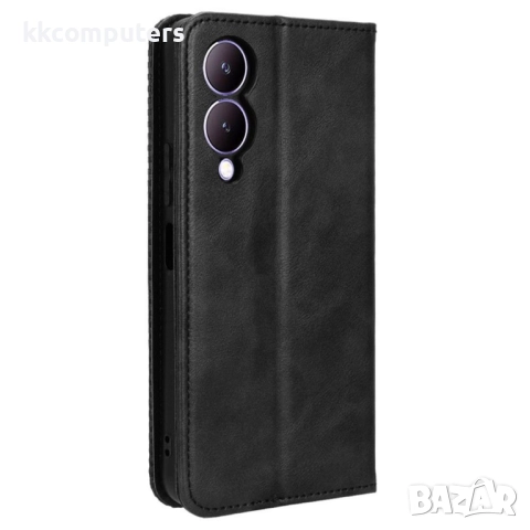 Кожен Ретро Калъф за vivo Y17s 4G / Y28 5G / Y33t -Магнитно затваряне, Държач за Карти и Стойка, вкл, снимка 9 - Калъфи, кейсове - 52560501
