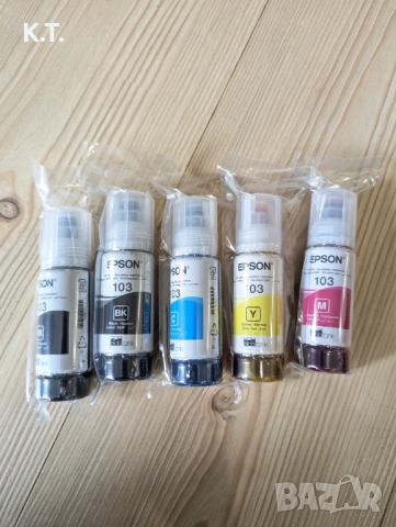 5 броя оригинално мастило Epson 103 65 мл