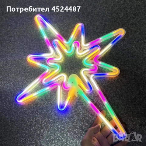 Светеща коледна LED звезда, водоустойчива,52 см, снимка 4 - Лед осветление - 52544370