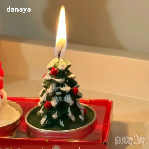6138 Коледни чаени свещи Елхички, 3 броя, снимка 4 - Декорация за дома - 51899578