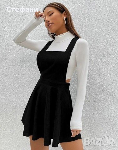 Дамски сет от две части рокля с блуза в черно и бяло  32977, снимка 1