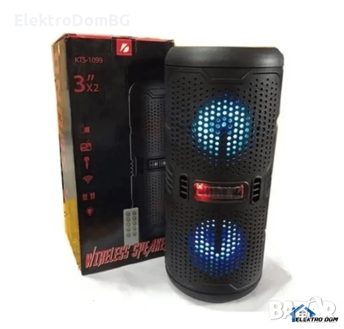 Двойна тонколона KTS-1099 2×3 инча,USB,FM Radio ,Bluetooth, LED Display/дистанционно управление, снимка 1