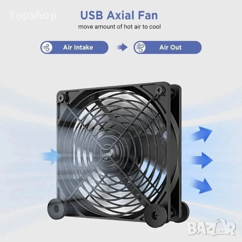 НОВ, ТЕСТВАН EasyAcc USB вентилатор тихо охлаждане 125 мм DC 5V с 3 регулируеми скорости..., снимка 4 - Дънни платки - 51637804